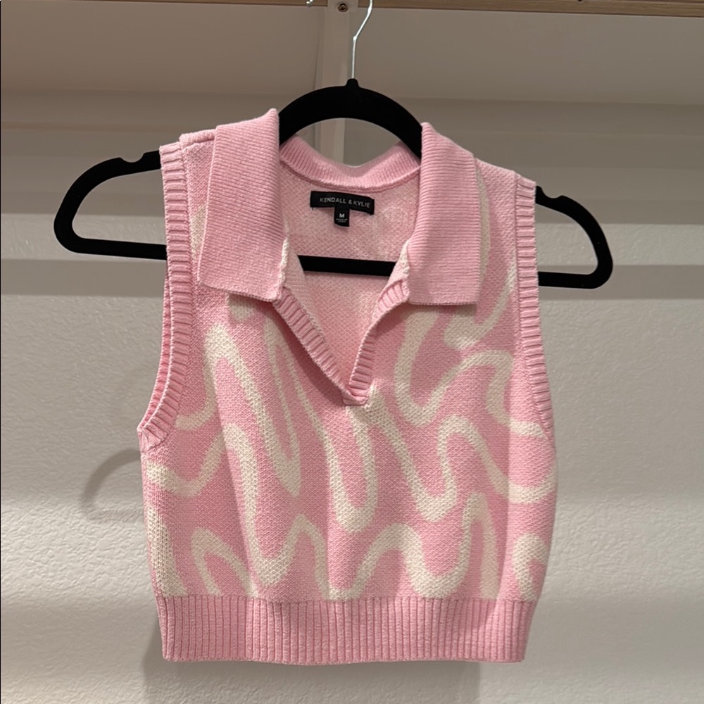 Kendall & Kylie Pink V-Neck Sweater Vest